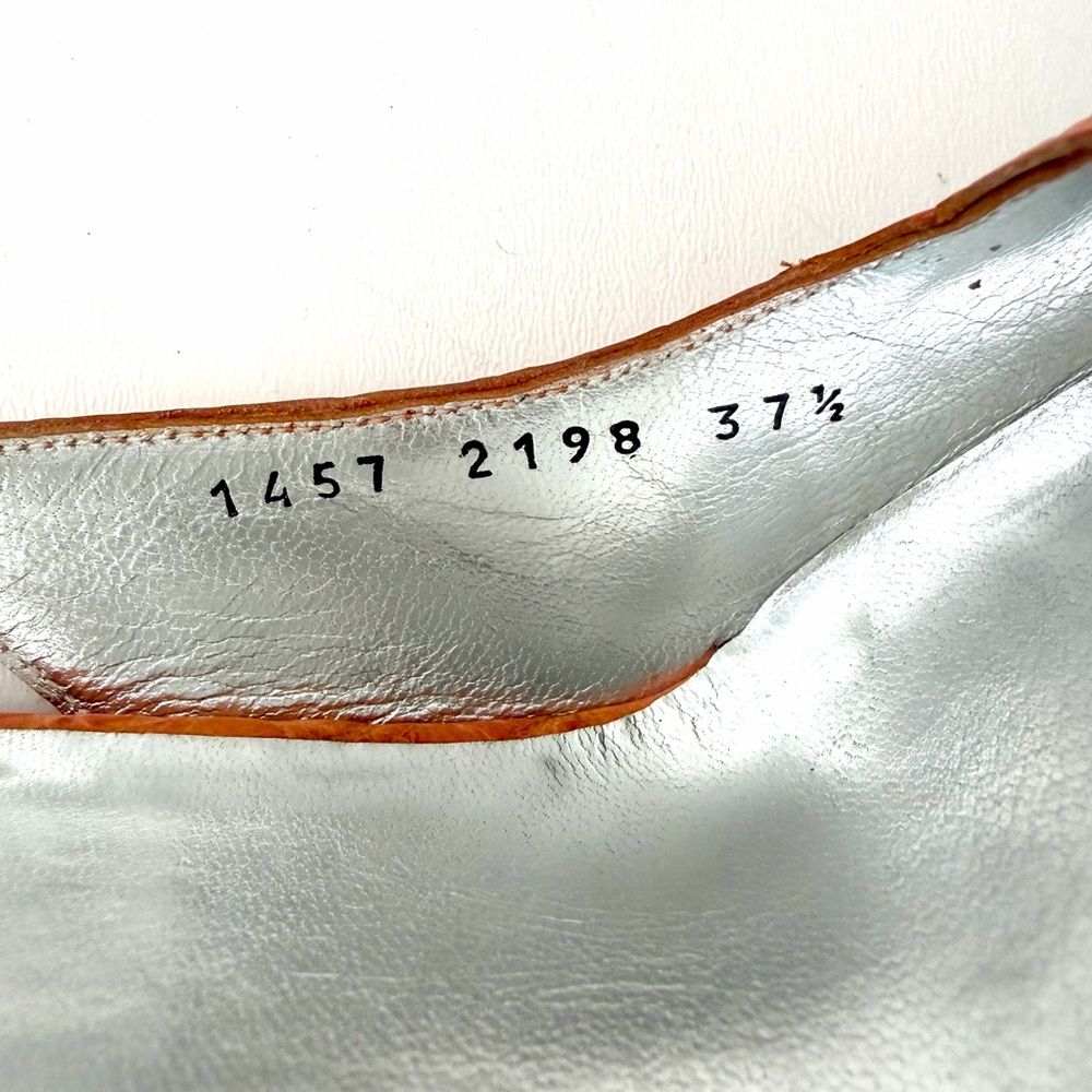 DOLCE & GABBANA | Orange Croc Embossed Slingback Kitten Heels EU 37.5 - Picture 10 of 13